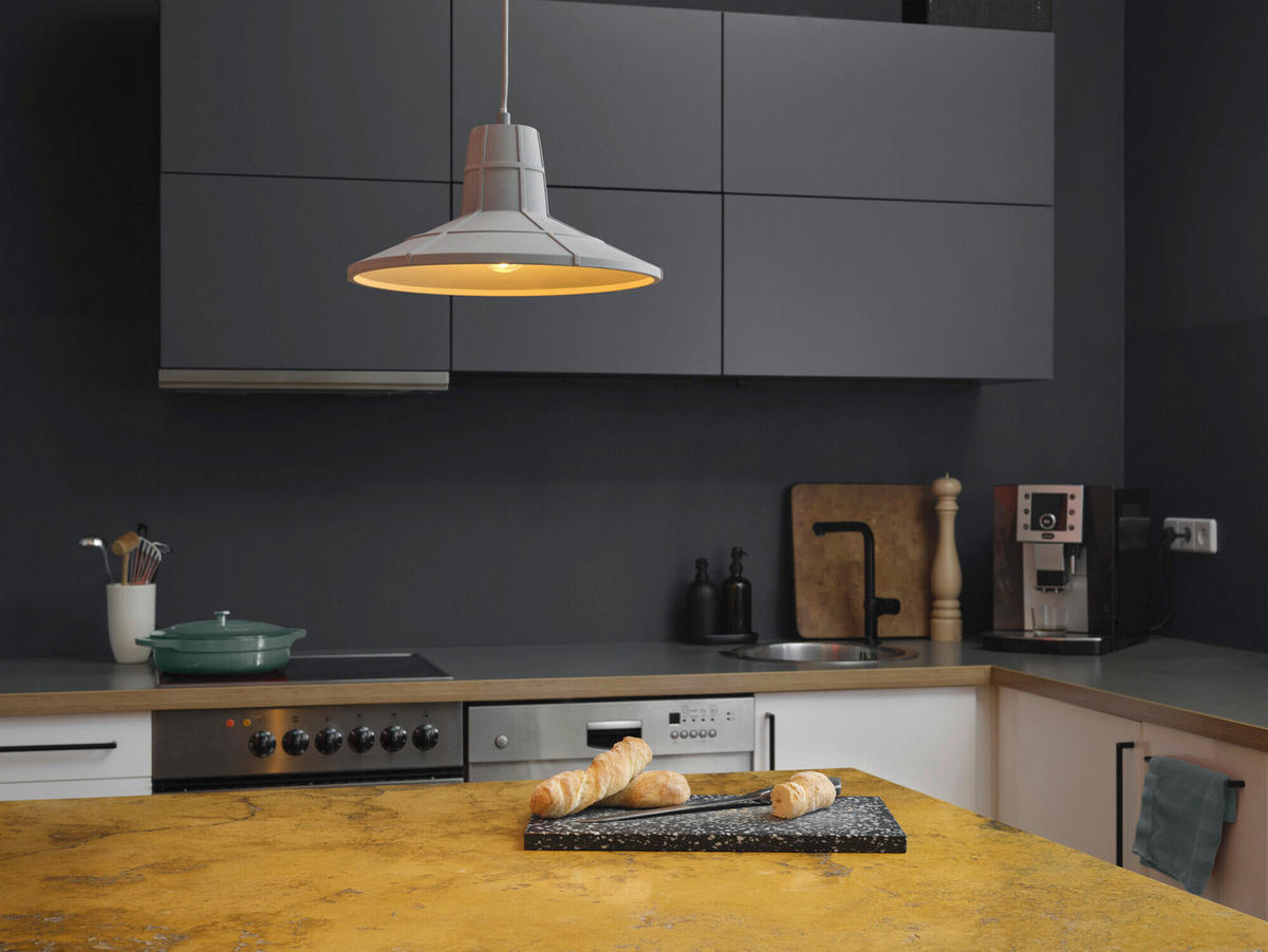 HÄNGELEUCHTE 32.5/121.5 cm  - Dunkelgrau, Basics, Stein/Metall (32.5/121.5cm) - Osram