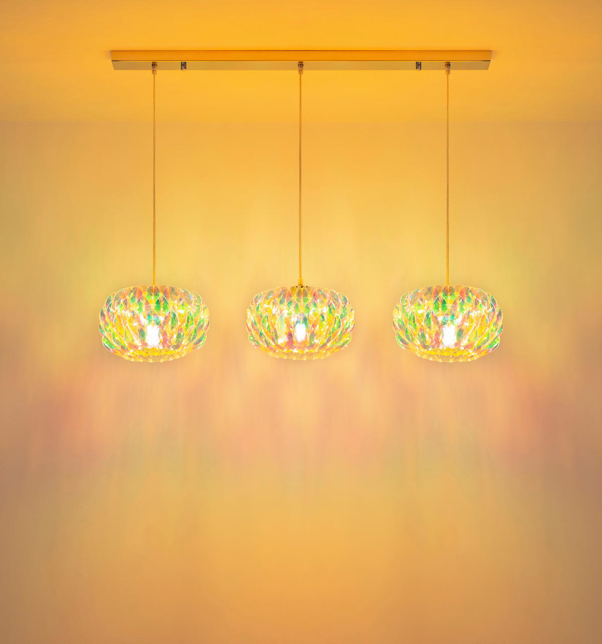 HÄNGELEUCHTE Juana 95/25/120 cm  - Klar/Chromfarben, Design, Kunststoff/Metall (95/25/120cm) - Globo