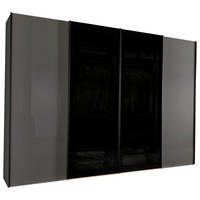 SCHWEBETÜRENSCHRANK  in Dunkelgrau, Lavagrau  - Dunkelgrau/Lavagrau, Design, Glas/Holzwerkstoff (330/236/67cm) - Novel