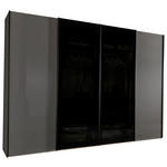 SCHWEBETÜRENSCHRANK  in Dunkelgrau, Lavagrau  - Dunkelgrau/Lavagrau, Design, Glas/Holzwerkstoff (330/236/67cm) - Novel