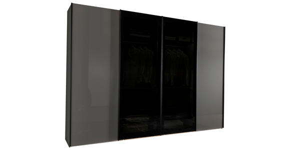 SCHWEBETÜRENSCHRANK  in Dunkelgrau, Lavagrau  - Dunkelgrau/Lavagrau, Design, Glas/Holzwerkstoff (330/236/67cm) - Novel