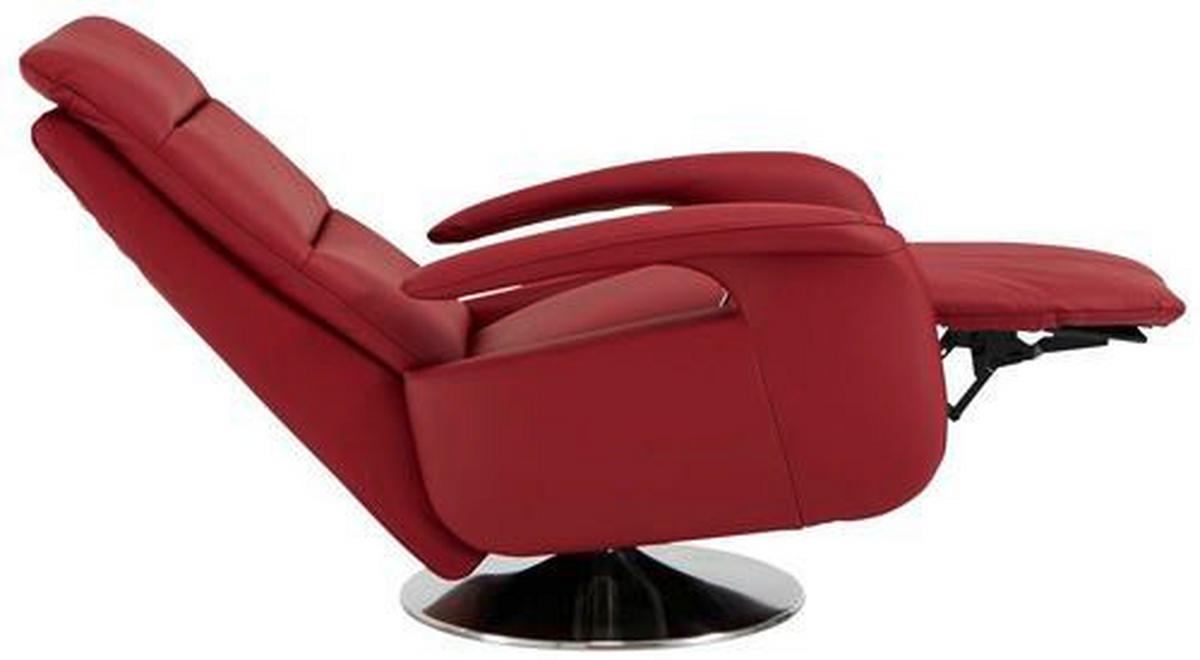 RELAXSESSEL in Leder Rot  - Edelstahlfarben/Rot, Design, Leder/Metall (84/88/110cm) - Beldomo Premium