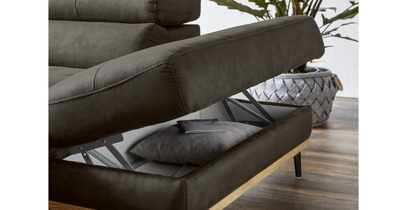 ECKSOFA in Lederlook Anthrazit  - Anthrazit/Schwarz, Natur, Holz/Textil (282/226cm) - Novel