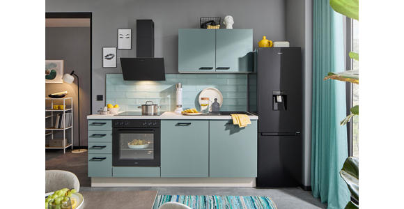 KÜCHENLEERBLOCK XO 15 210 cm  in Kaschmir, Grün  - Kaschmir/Schwarz, Design, Holzwerkstoff/Metall (210cm) - Xora