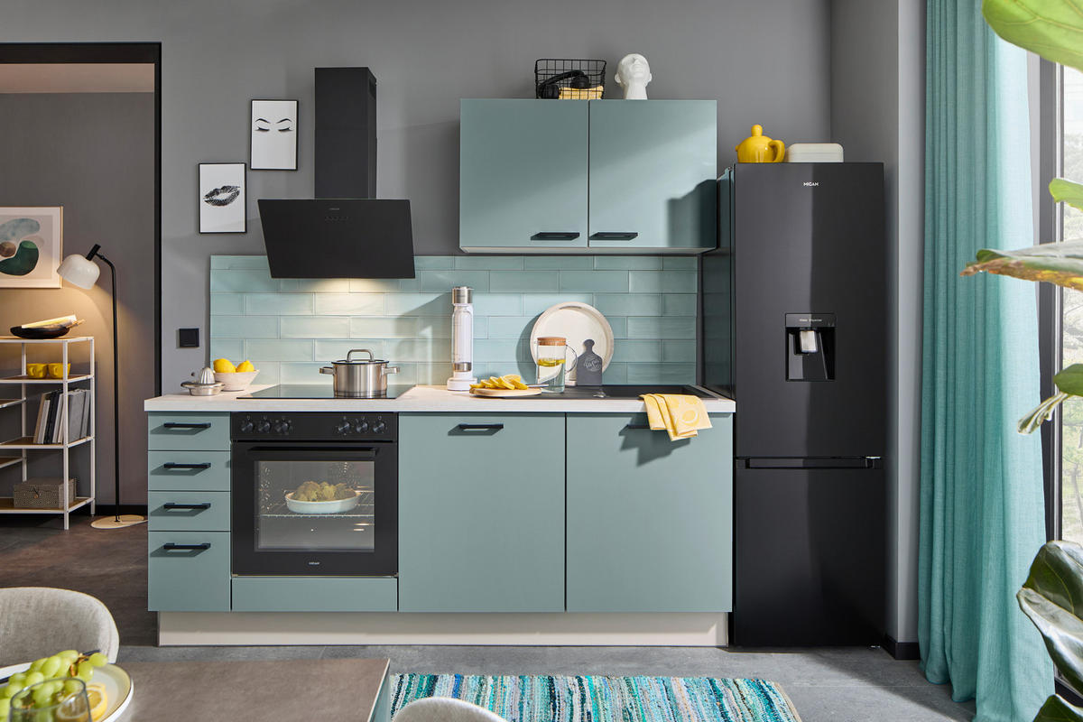 KÜCHENLEERBLOCK 210 cm   in Kaschmir, Pastellblau  - Kaschmir/Pastellblau, Design, Holzwerkstoff/Metall (210cm) - Xora