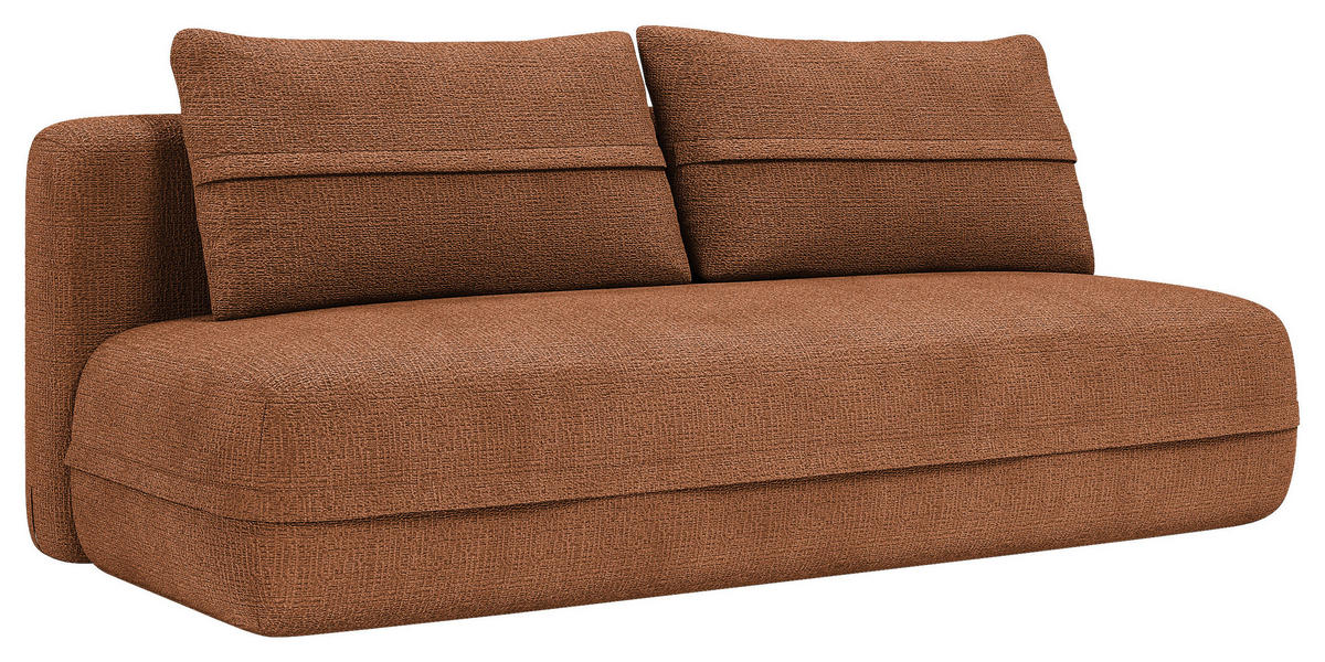 SCHLAFSOFA Chenille Terracotta  inkl. Rückenkissen, Bettkasten, Schlaffunktion, Rücken echt, Liegefläche im Originalstoff  - Terracotta/Schwarz, KONVENTIONELL, Kunststoff/Textil (213/92/105cm) - Milino