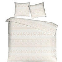 ÁGYNEMŰHUZAT-GARNITÚRA 140/200 cm  - bézs/fehér, Basics, textil (140/200cm)