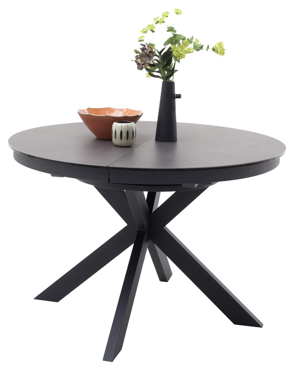 ESSTISCH in Metall, Keramik 120-160/120/76 cm  - Anthrazit, Design, Keramik/Metall (120-160/120/76cm) - Livetastic