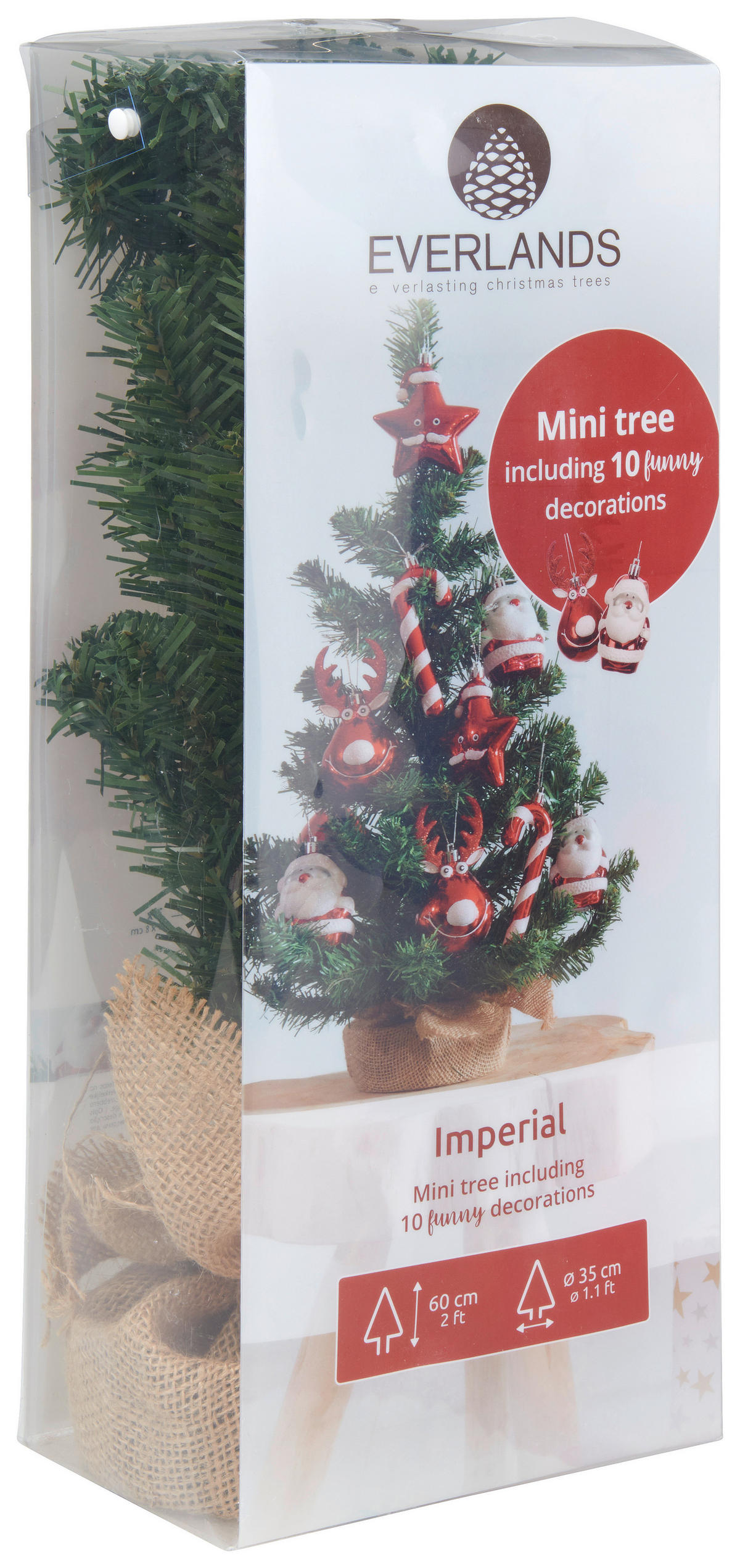 WEIHNACHTSBAUM 60 cm  - Rot/Braun, KONVENTIONELL, Kunststoff/Textil (60cm)