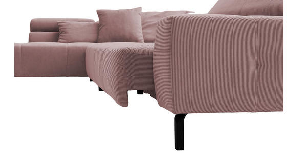 ECKSOFA in Feincord Altrosa  - Schwarz/Altrosa, KONVENTIONELL, Textil/Metall (219/311cm) - Hom`in