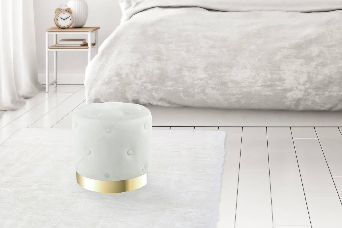 HOCKER Samt Kiefer Creme, Goldfarben  - Goldfarben/Creme, Basics, Holz/Textil (40/40/40cm) - Kayoom