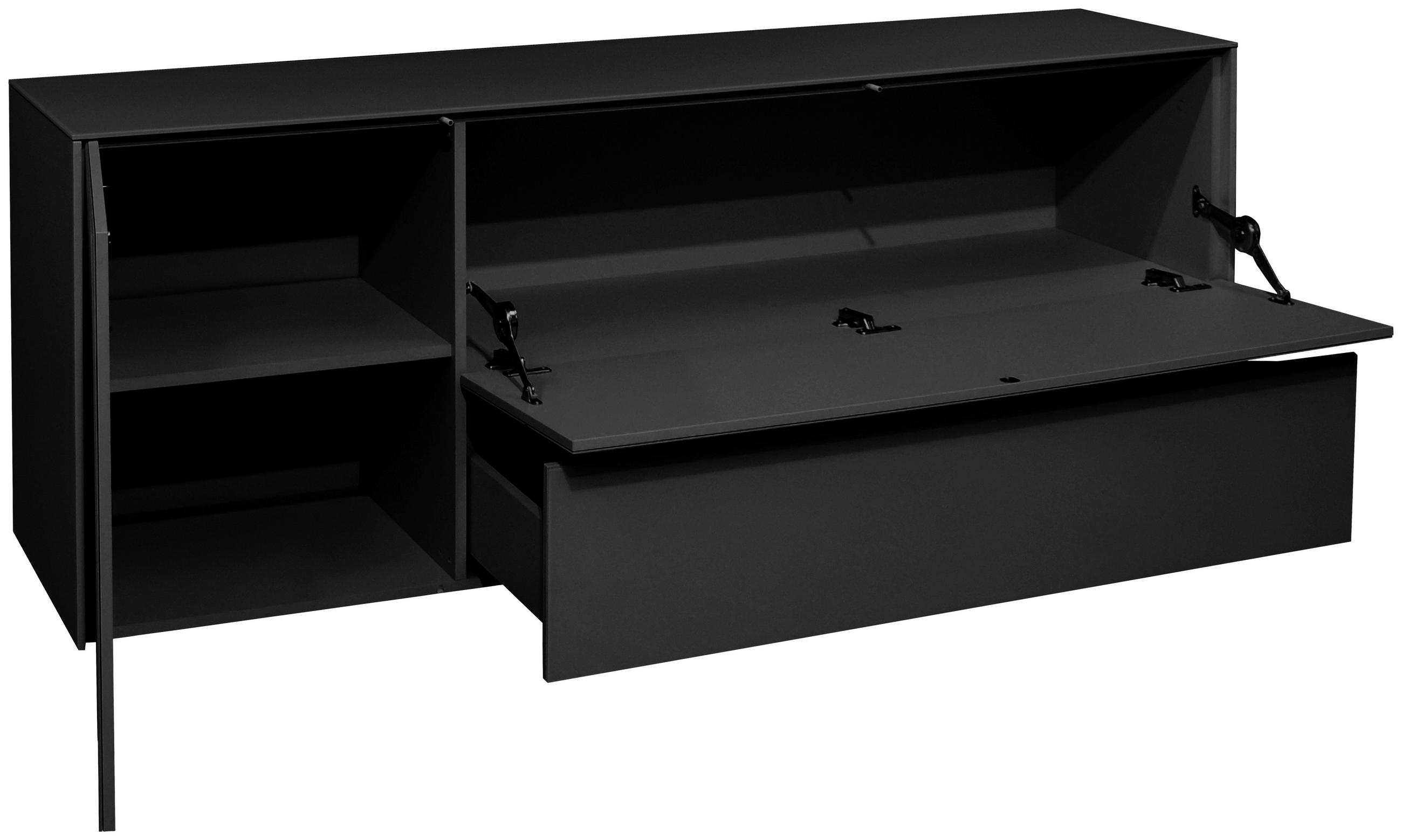 LOWBOARD Imola in 169/63/42 cm - Anthrazit/Schwarz, Design, Glas/Holzwerkstoff (169/63/42cm) - Novel