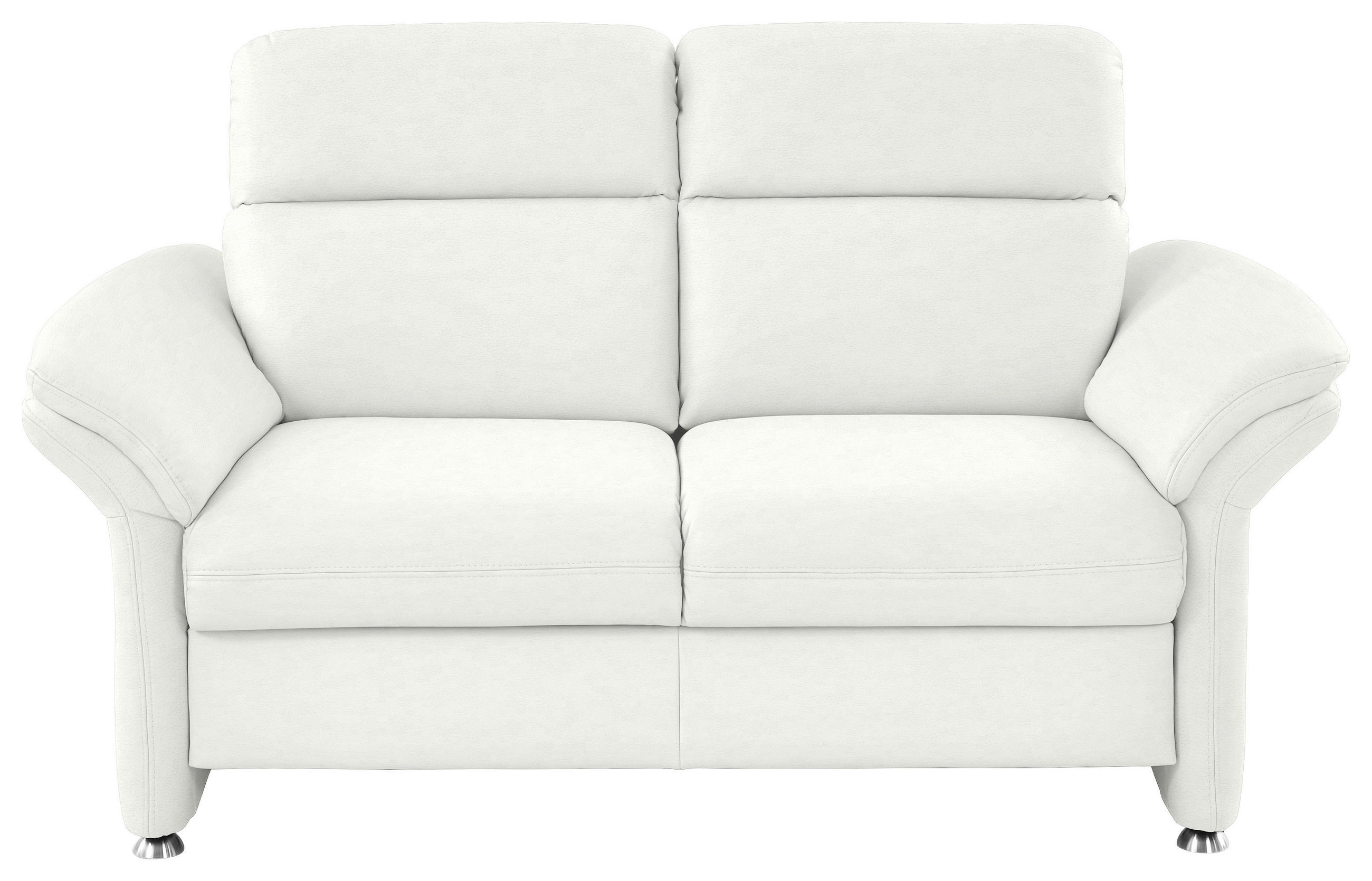 2-SITZER-SOFA in Echtleder Weiss  - Weiss/Alufarben, Konventionell, Leder/Metall (170/96/92cm) - Beldomo Premium