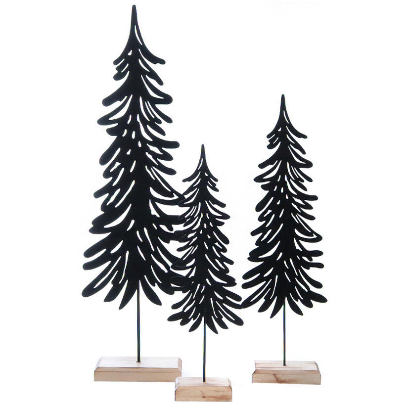 DEKOBAUM - Schwarz, Natur, Holzwerkstoff/Metall (10/5/35cm)