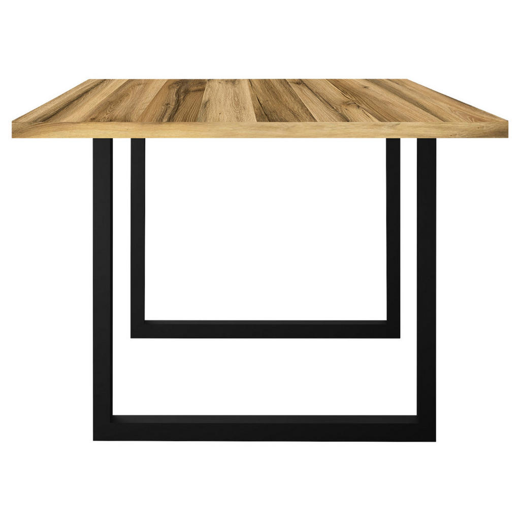 Thumbnail - Livetastic Esstisch, Schwarz, Plankeneiche, Metall, Holzwerkstoff, rechteckig, U-Form, 90x78x160 cm, Gestellauswahl, Ess...