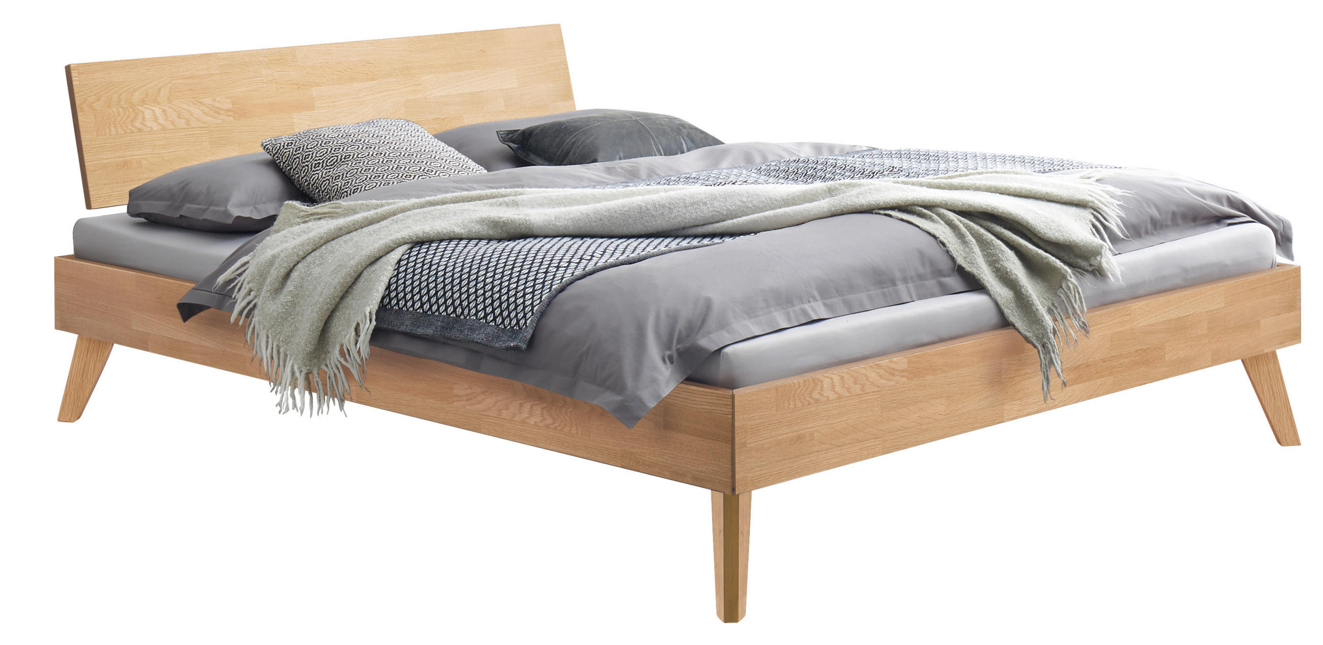 BETT 200/200 cm,  in Eiche Bianco,  - Eiche Bianco/Eichefarben, Natur, Holz (200/200cm) - Hasena