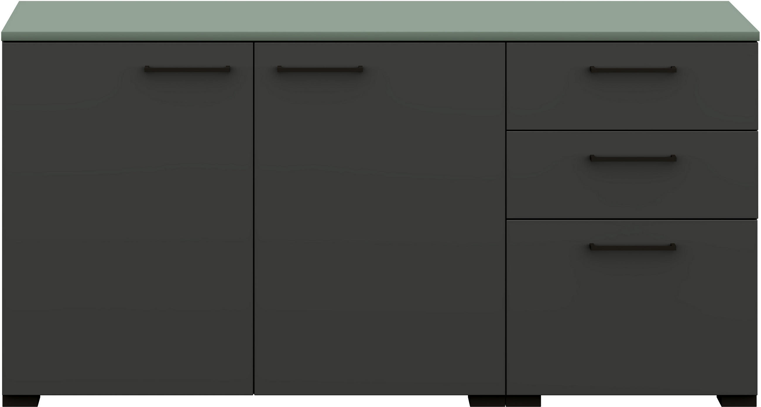 SIDEBOARD 150/72,8/41,9 cm  in Graphitfarben, Salbeigrün  - Salbeigrün/Anthrazit, Design, Holzwerkstoff/Metall (150/72,8/41,9cm) - Cantus