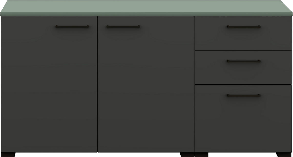 SIDEBOARD 150/72,8/41,9 cm  in Graphitfarben, Salbeigrün  - Salbeigrün/Anthrazit, Design, Holzwerkstoff/Metall (150/72,8/41,9cm) - Cantus