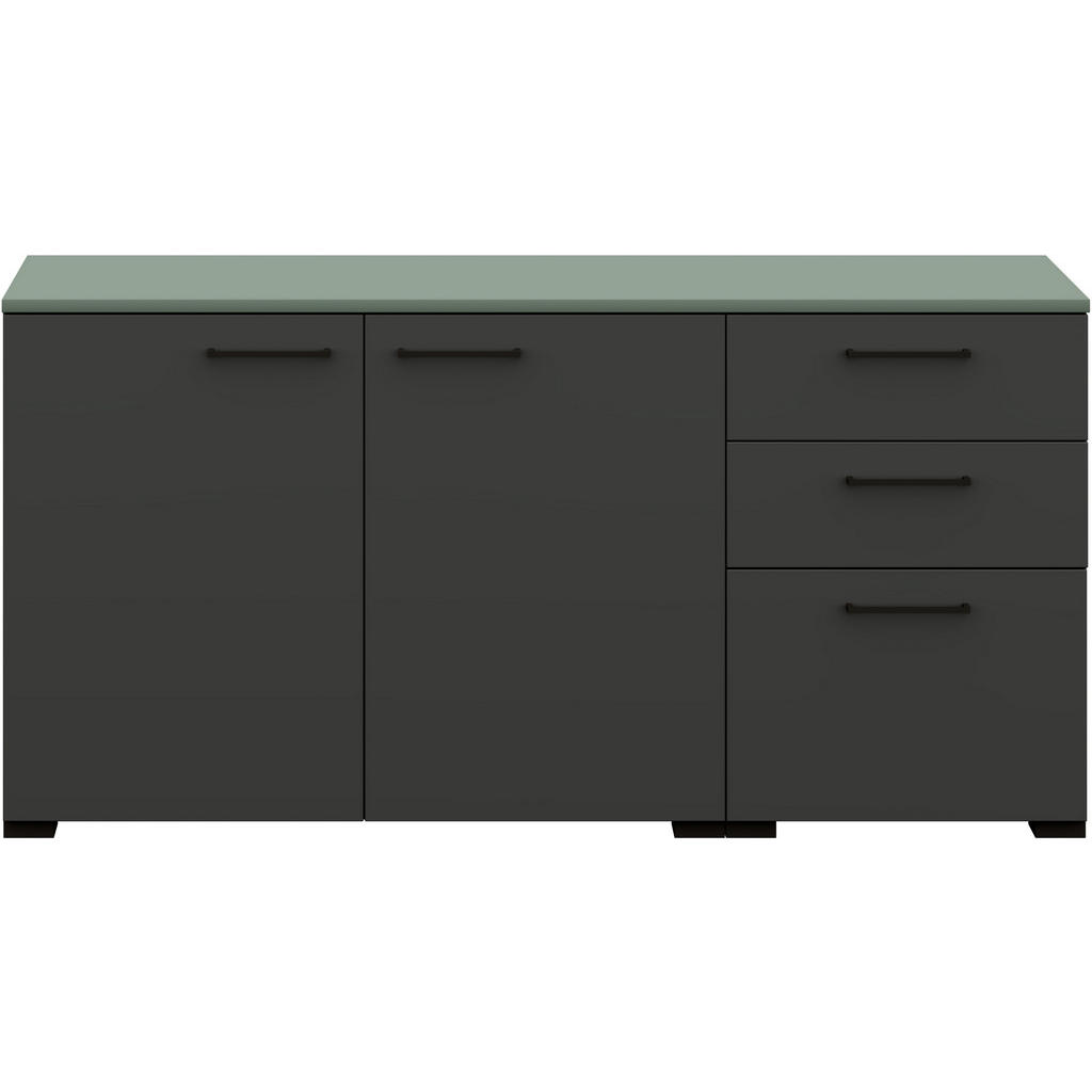 Thumbnail - Cantus Sideboard, Graphit, Salbeigrün, Metall, 1 Fächer, 3 Schubladen, 150x72.8x41.9 cm, Made in Germany, Typenauswahl, ...