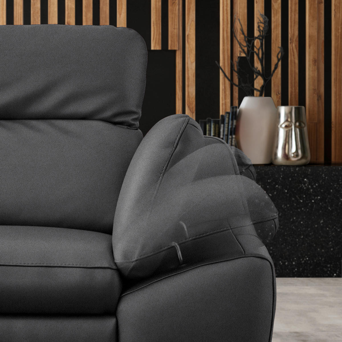 ECKSOFA in Echtleder Anthrazit  183/286 cm  - Anthrazit/Schwarz, Design, Leder/Metall (183/286cm) - Celina Home