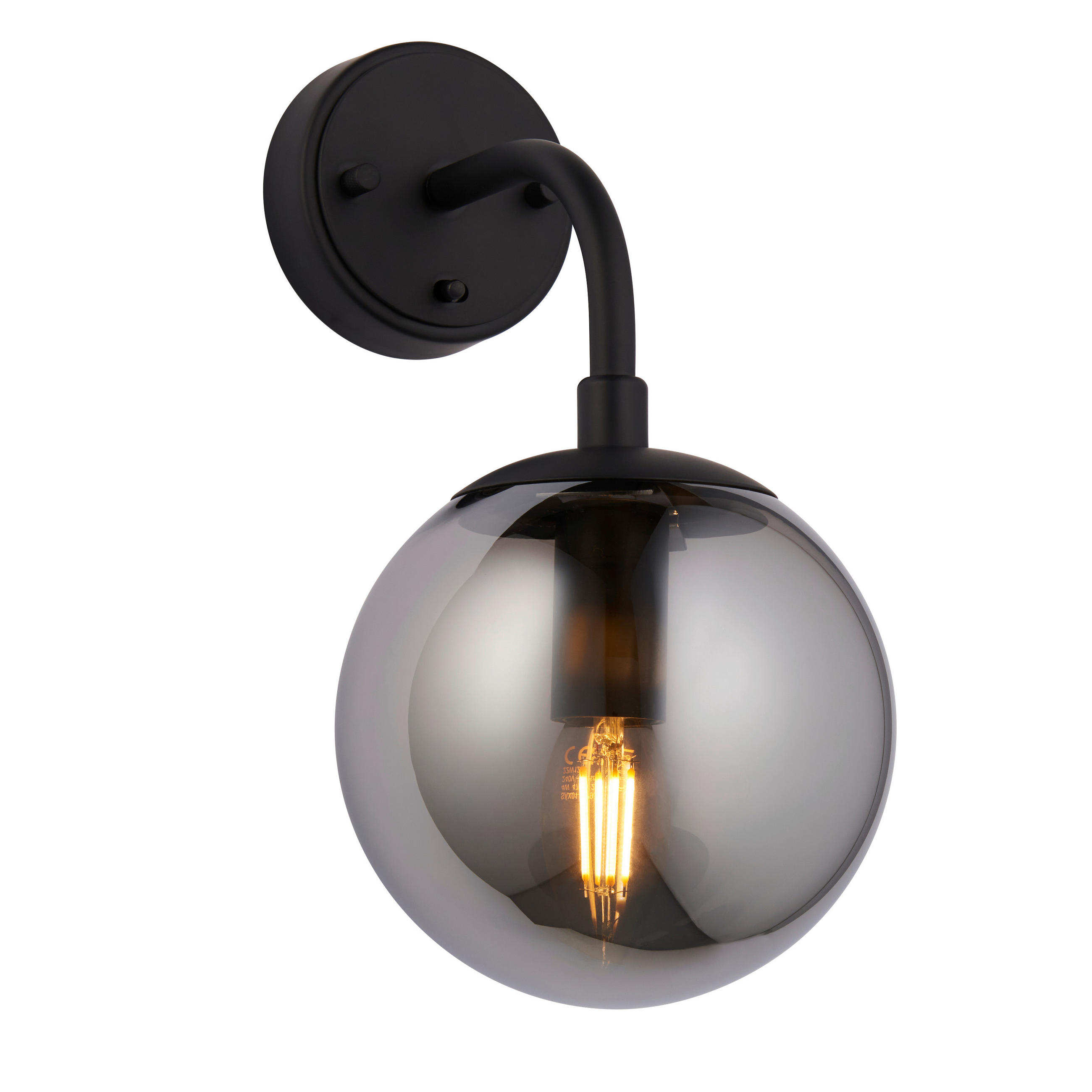 WANDLEUCHTE 15/29/20 cm   - Schwarzchrom, KONVENTIONELL, Glas (15/29/20cm) - ENDON