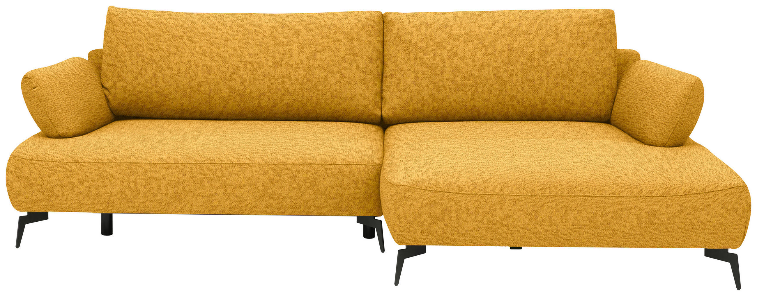 ECKSOFA COLORADO Senfgelb Struktur Rückenkissen, Bettkasten  - Senfgelb/Schwarz, Design, Textil/Metall (284/186cm) - Livetastic