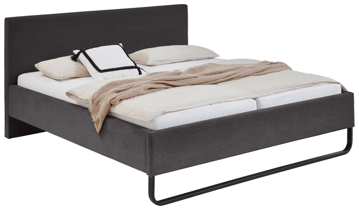 POLSTERBETT 180/200 cm  in Grau  - Schwarz/Grau, Basics, Textil/Metall (180/200cm) - Xora