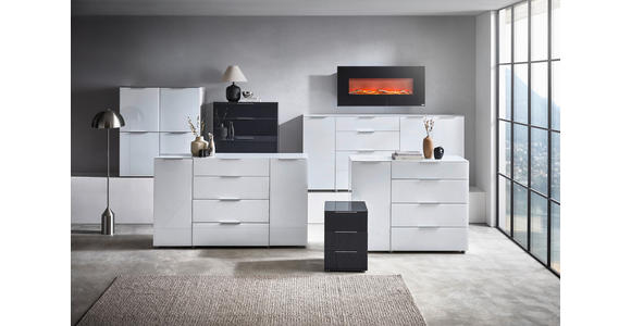 SIDEBOARD in 181/101/40 cm - Chromfarben/Weiß Hochglanz, Basics, Glas/Holzwerkstoff (181/101/40cm) - Voleo