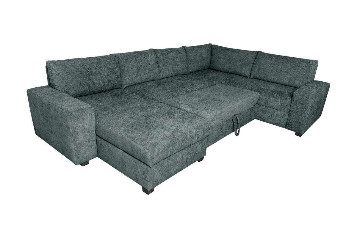WOHNLANDSCHAFT VALERI Dunkelgrau Chenille  - Dunkelgrau/Schwarz, Design, Kunststoff/Textil (157/305/208cm) - MID.YOU