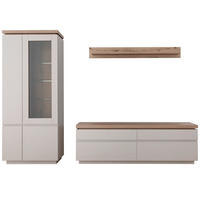 WOHNWAND 3-teilig  in Eichefarben, Kaschmir  278/197/40 cm  - Kaschmir/Eichefarben, Design, Glas/Holzwerkstoff (278/197/40cm) - Livetastic