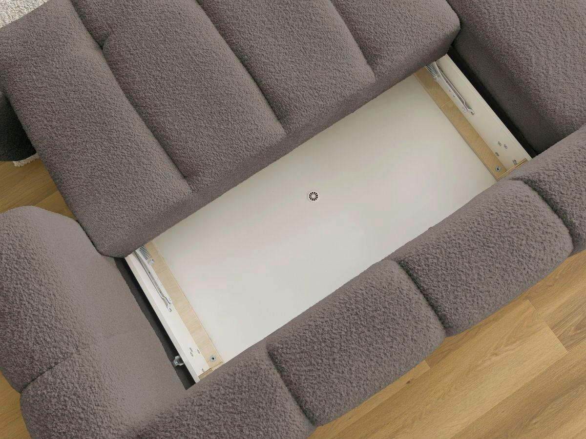 ECKSCHLAFSOFA FUJI Bouclé Taupe  inkl.  - Taupe/Schwarz, MODERN, Kunststoff/Textil (160/292cm)