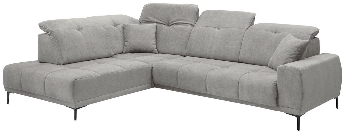 ECKSOFA Chenille Grau  - Schwarz/Grau, Basics, Textil/Metall (232/305cm) - Livetastic