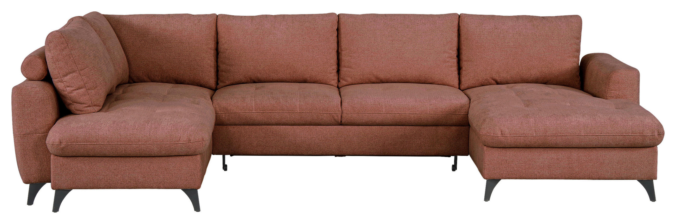 WOHNLANDSCHAFT Rot Chenille  - Rot/Schwarz, KONVENTIONELL, Textil/Metall (188/340/160cm) - Xora