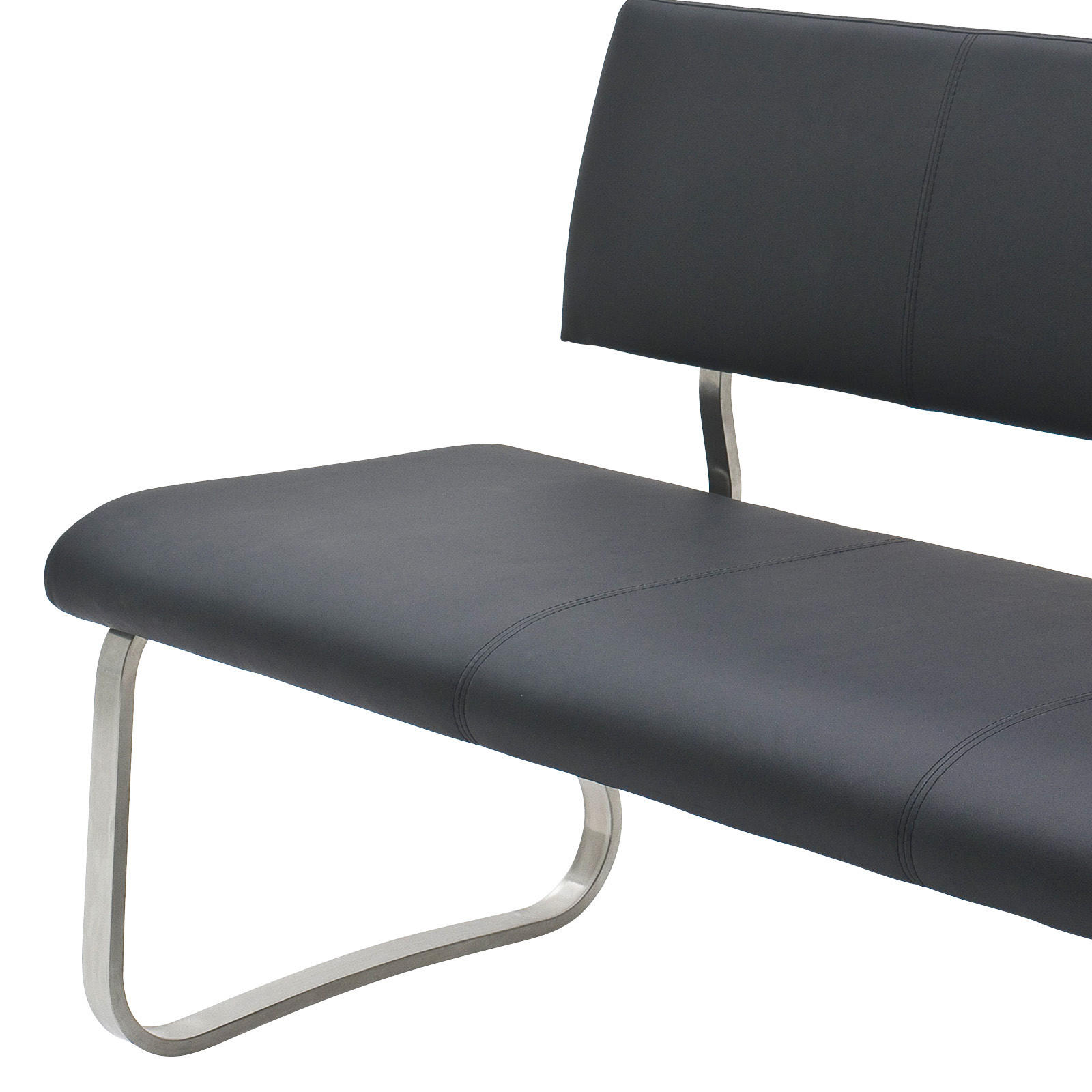 SITTBÄNK i metall, plast svart, stålfärgad  - stålfärgad/svart, Design, metall/plast (175/86/59cm) - Livetastic