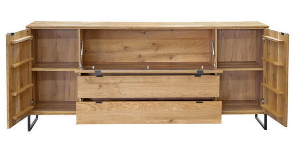 SIDEBOARD Eichefarben  212/93,6/40 cm  - Eichefarben/Schwarz, Natur, Glas/Holz (212/93,6/40cm) - Carryhome