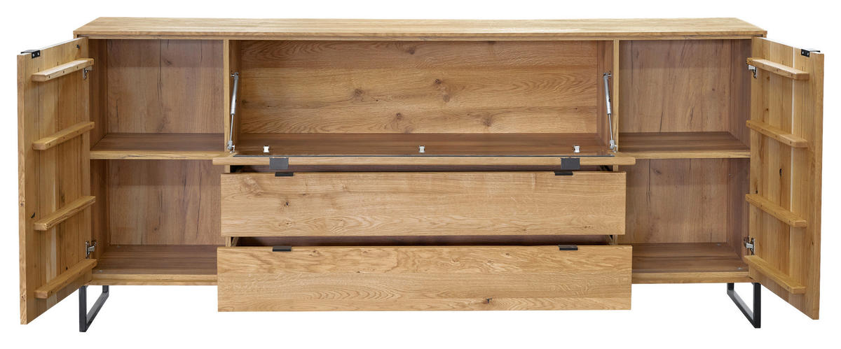 SIDEBOARD Eichefarben  212/93,6/40 cm  - Eichefarben/Schwarz, Natur, Glas/Holz (212/93,6/40cm) - Carryhome