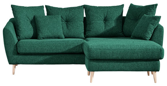 ECKSOFA Dunkelgrün Flachgewebe Zierkissen, Rückenkissen, Rücken echt  - Dunkelgrün/Buchefarben, KONVENTIONELL, Holz/Textil (210/156cm) - Carryhome