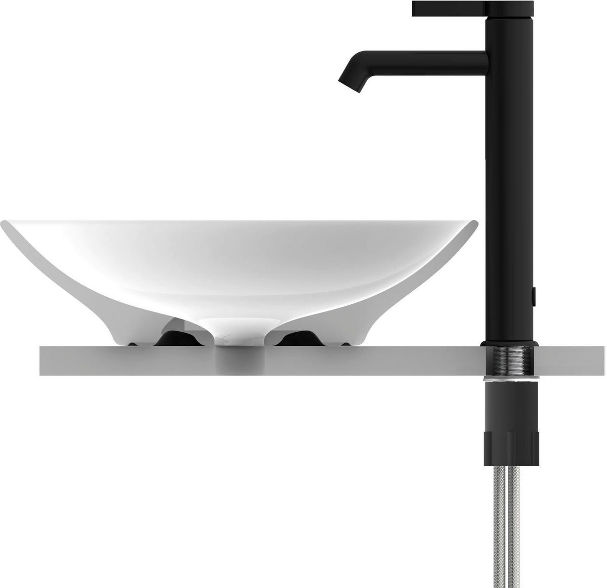 WASCHTISCHARMATUR 5/30/17,5 cm  - Schwarz, Basics, Metall (5/30/17,5cm)