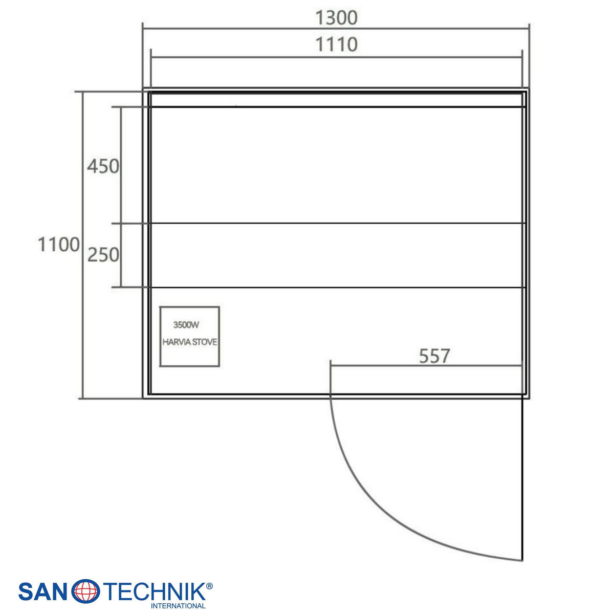SAUNA für 2 Personen  - Schwarz, Basics, Glas/Holz (130/200/120cm) - Sanotechnik
