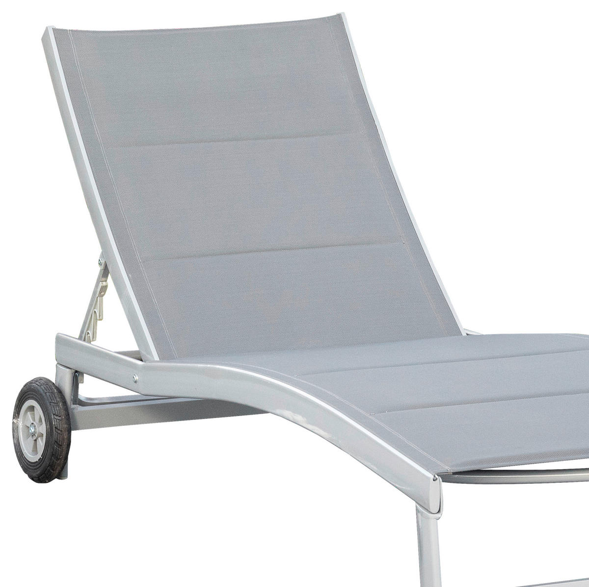 GARTENLIEGE 70/37,5/207 cm  - Silberfarben/Grau, KONVENTIONELL, Textil/Metall (70/37,5/207cm) - Gardenson