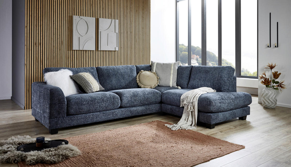 SOFFA i blå  - blå/svart, Design, textil/plast (285/203cm) - Pure Home Comfort