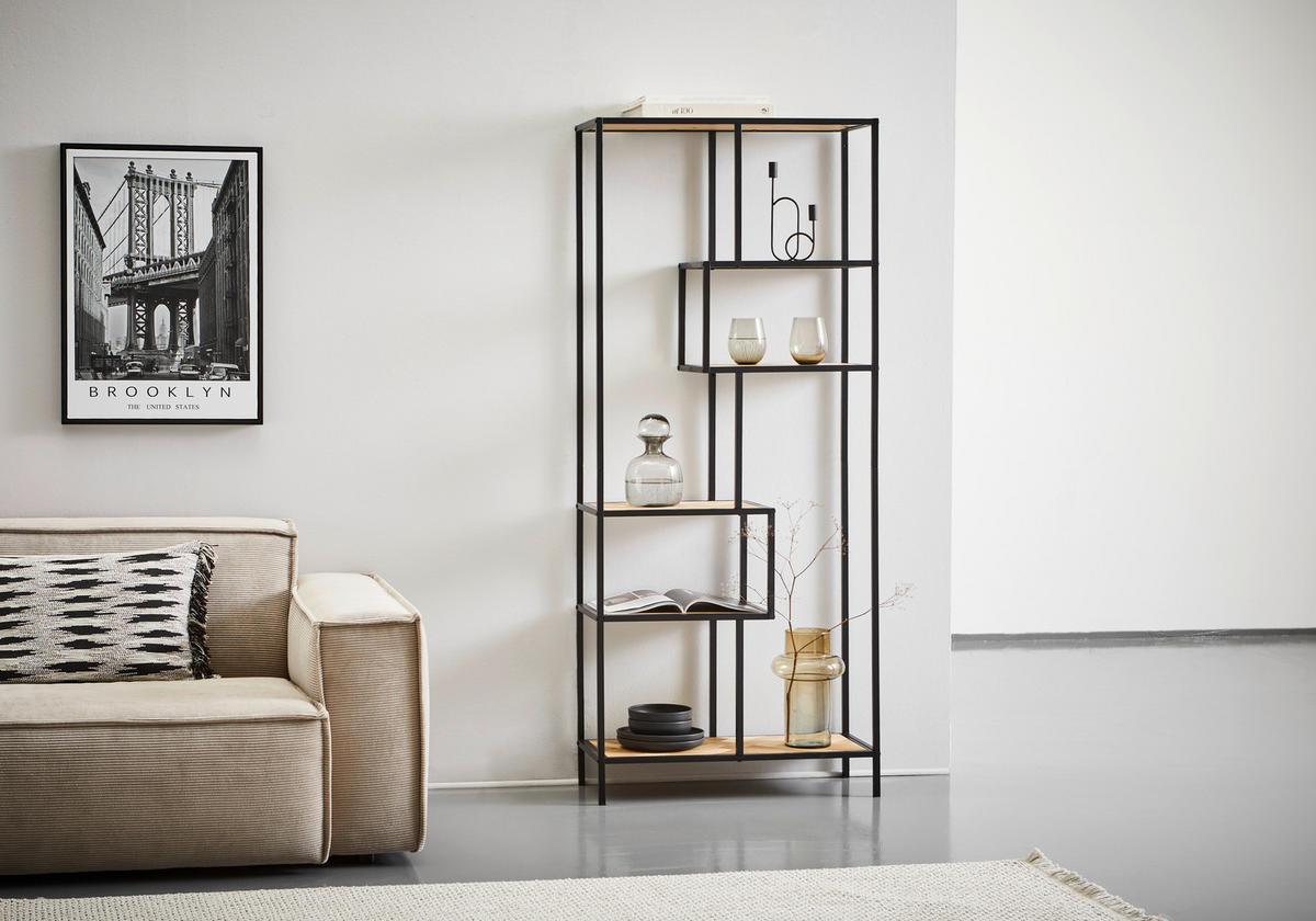 ETAJERĂ  70/171/30 cm culoare natur, negru  - culoare natur/negru, Design, lemn/metal (70/171/30cm) - MID.YOU
