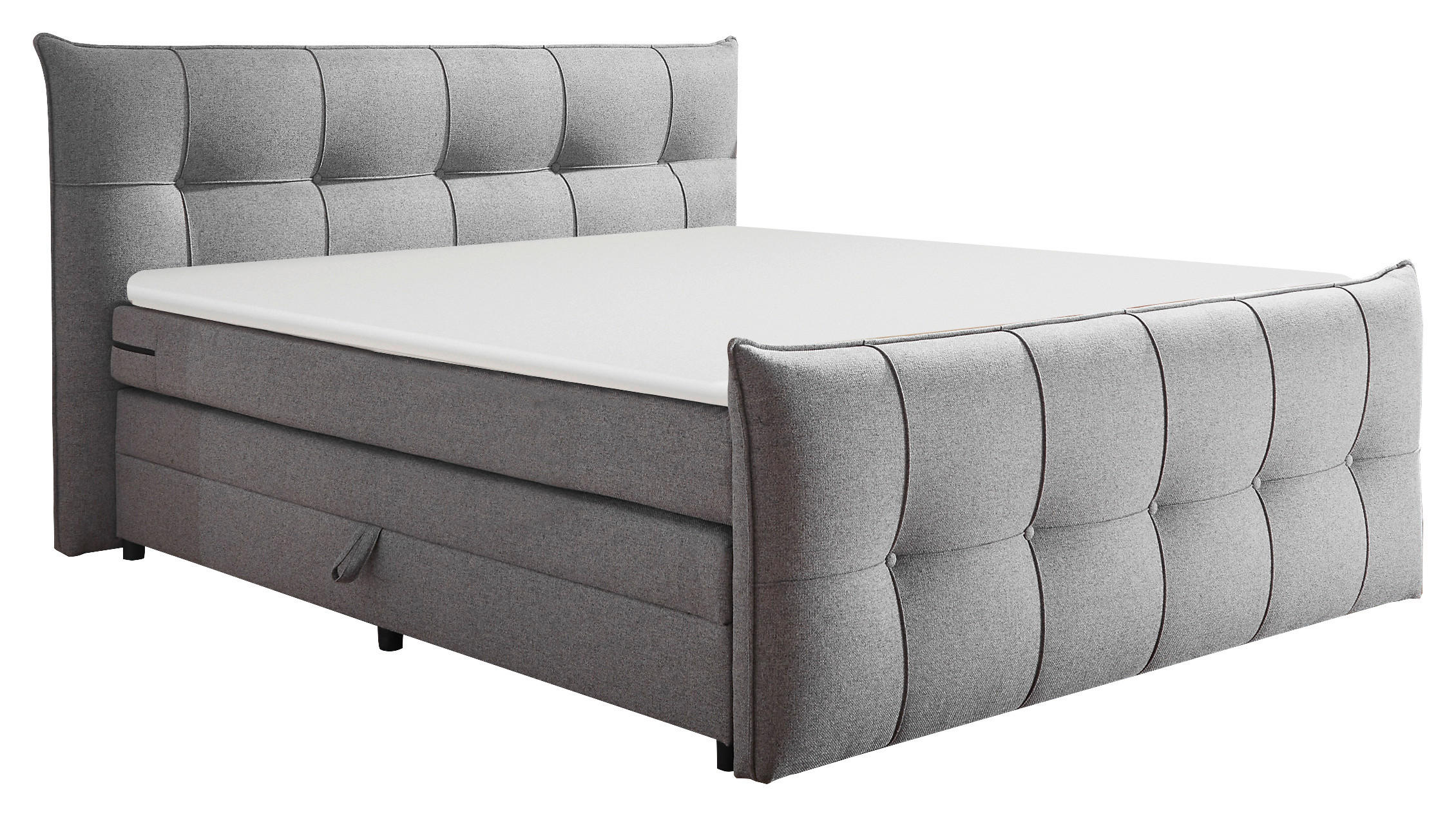 BOXSPRINGBETT 160/200 cm  in Dunkelgrau  - Dunkelgrau/Schwarz, MODERN, Kunststoff/Textil (160/200cm) - MID.YOU