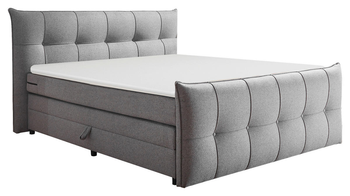 BOXSPRINGBETT 160/200 cm  in Dunkelgrau  - Dunkelgrau/Schwarz, Modern, Holzwerkstoff/Kunststoff (160/200cm) - MID.YOU