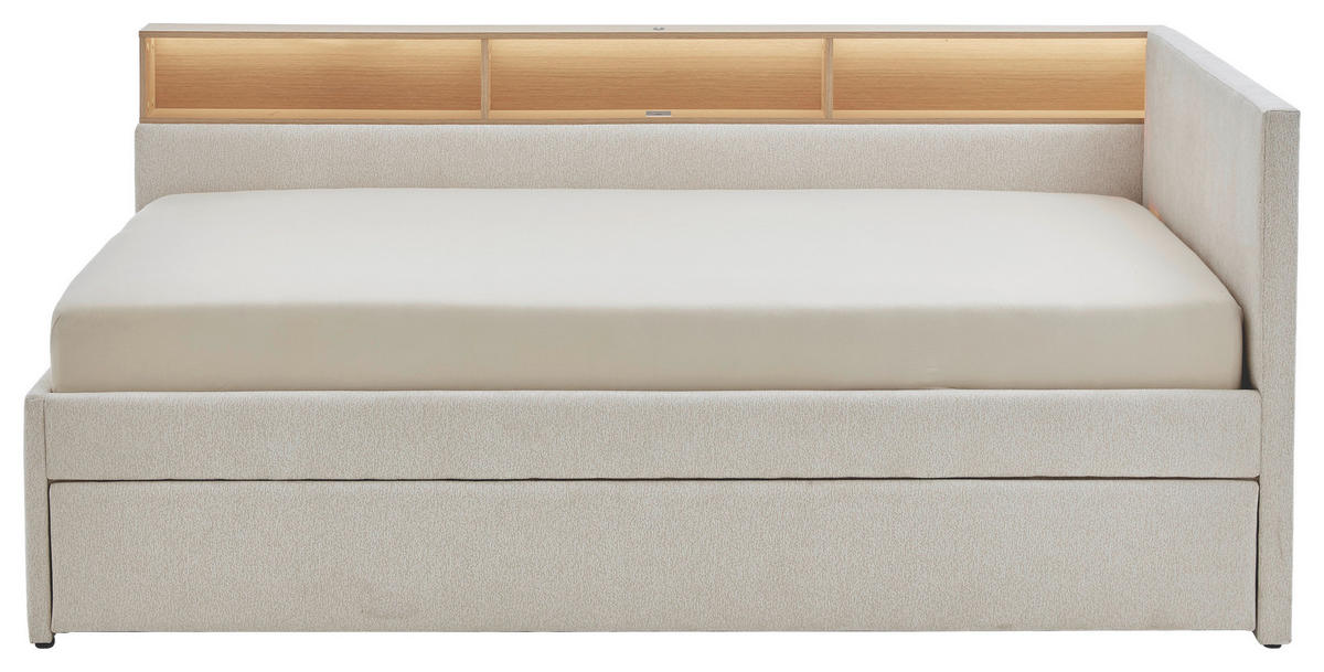 STAURAUMBETT 120/200 cm  in Eichefarben, Beige  - Eichefarben/Beige, MODERN, Holz/Holzwerkstoff (120/200cm) - Stylife