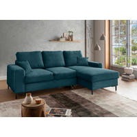ECKSCHLAFSOFA  mit Liegefunktion, Rücken echt Cord Petrol  - Petrol/Schwarz, KONVENTIONELL, Textil/Metall (237/143cm) - Livetastic