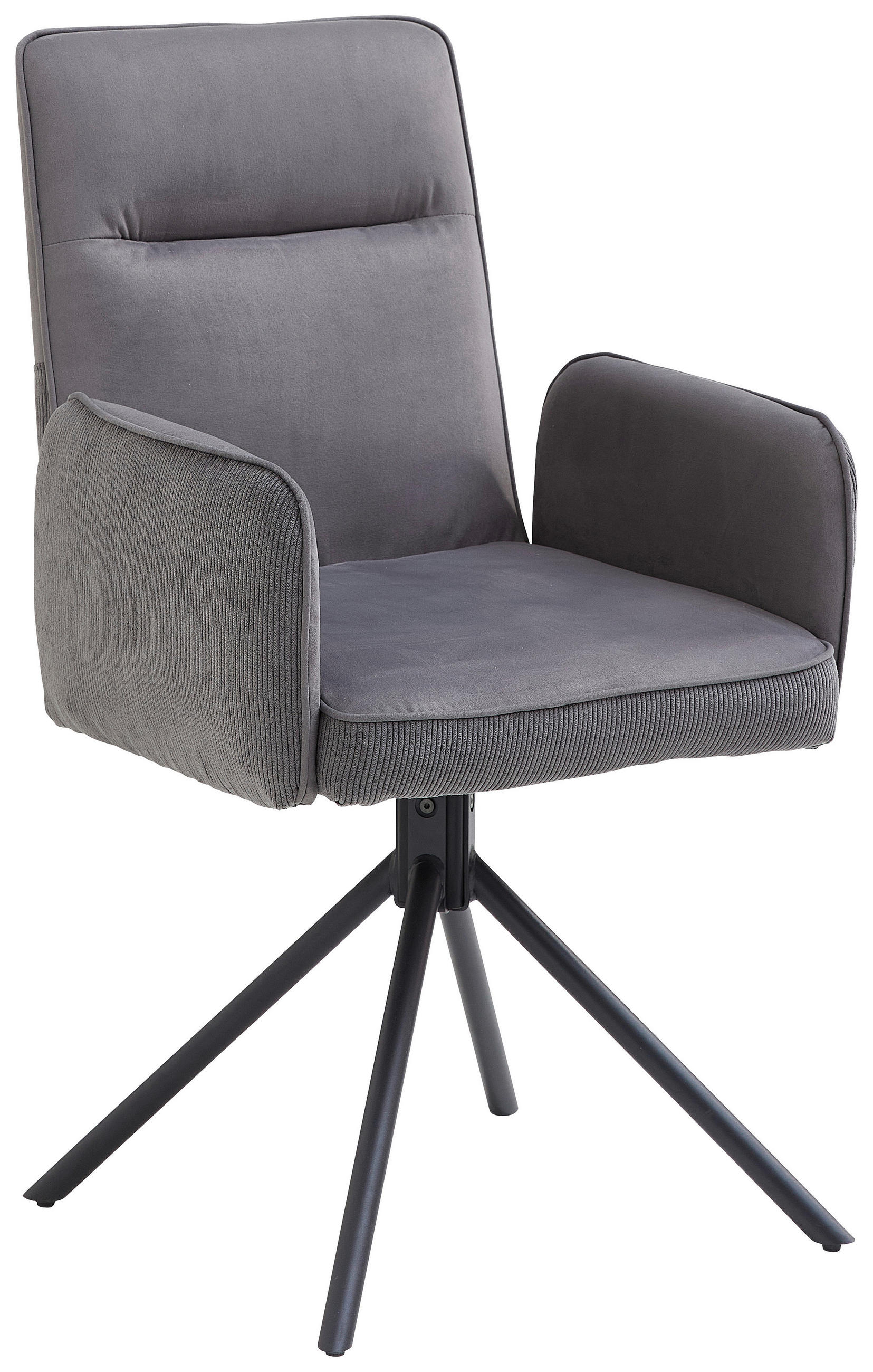 ŽIDLE S PODRUČKAMI, manšestr, samet, šedá, černá - šedá/černá, Moderní, kov/textil (57/92/60,5cm) - MID.YOU