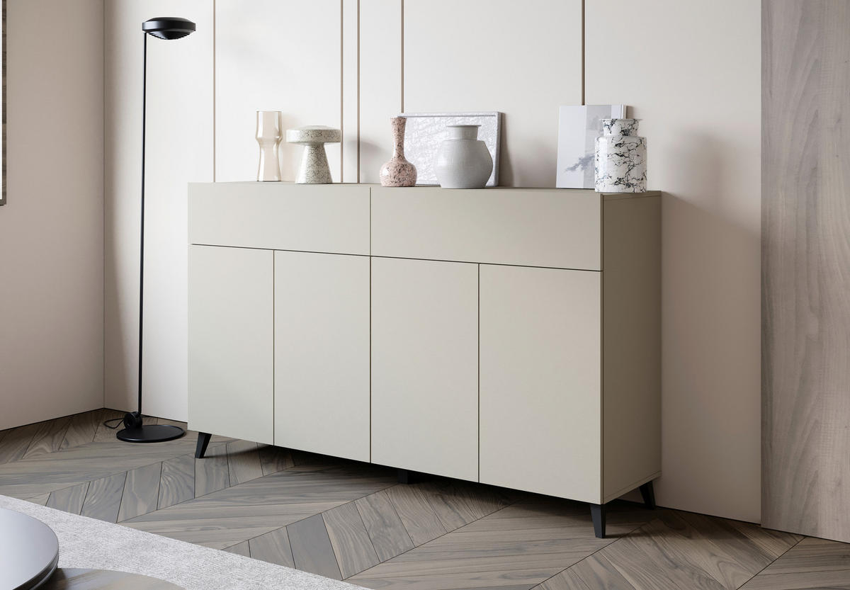 SIDEBOARD  160/95,4/39 cm 2 Schublade(n)  - Kaschmir/Schwarz, Design, Holzwerkstoff/Kunststoff (160/95,4/39cm) - P & B