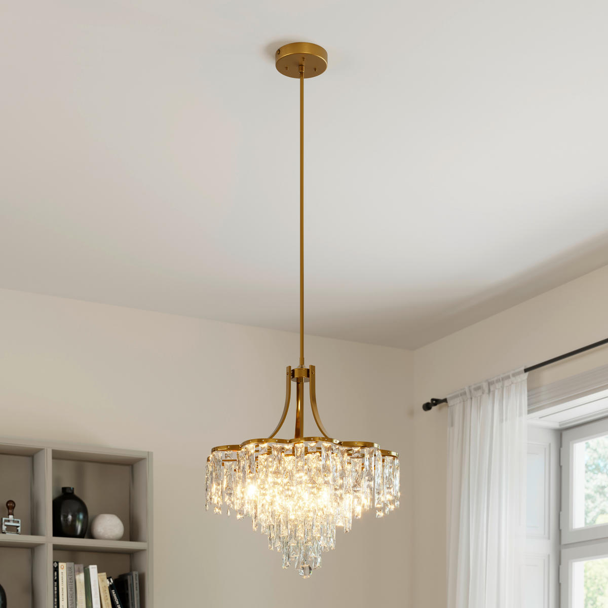 HÄNGELEUCHTE Aurelie 76/190 cm   - Klar/Goldfarben, Design, Glas/Metall (76/190cm) - Glandor
