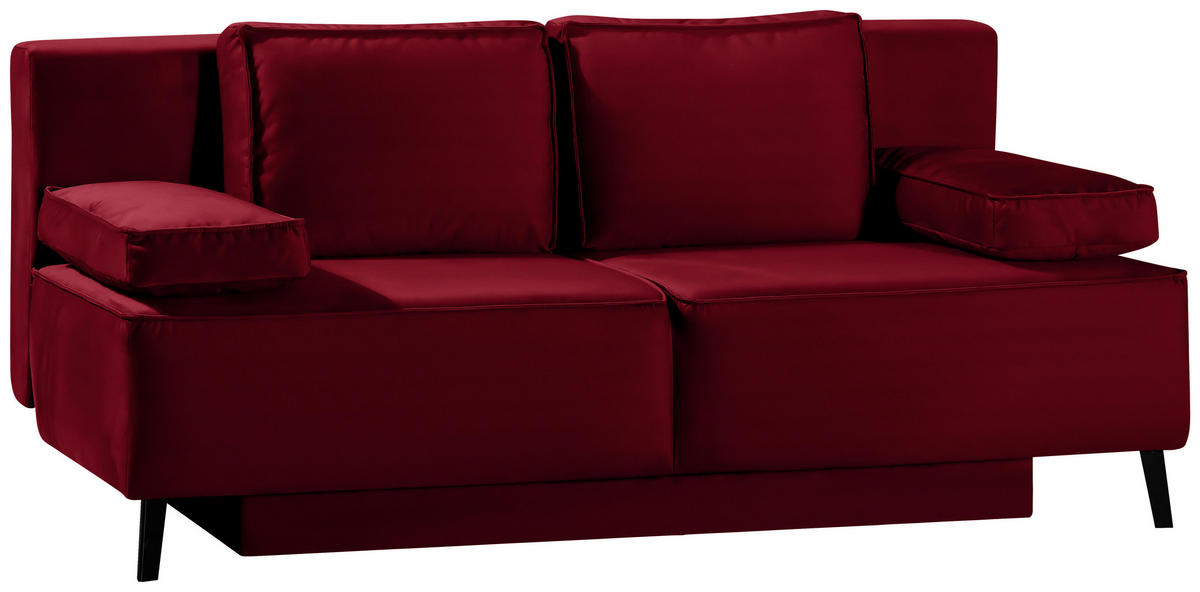 SCHLAFSOFA in Dunkelrot  - Schwarz/Dunkelrot, Konventionell, Textil/Metall (197/91/88cm) - Novel